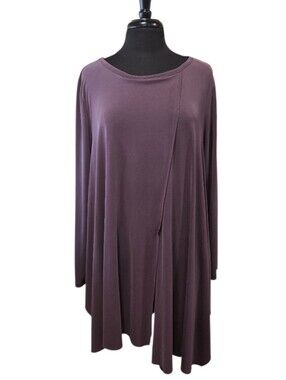 Chalet Plum Asymmetric Draped Tunic Hippie Boho Lagenlook Long Top